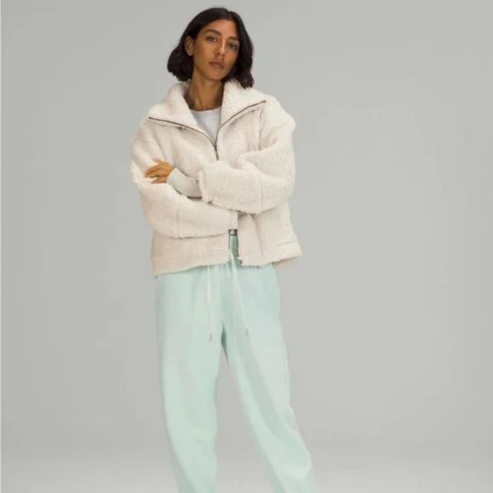 Lululemon Cinchable Fleece Zip-Up — Size 6, White Opal